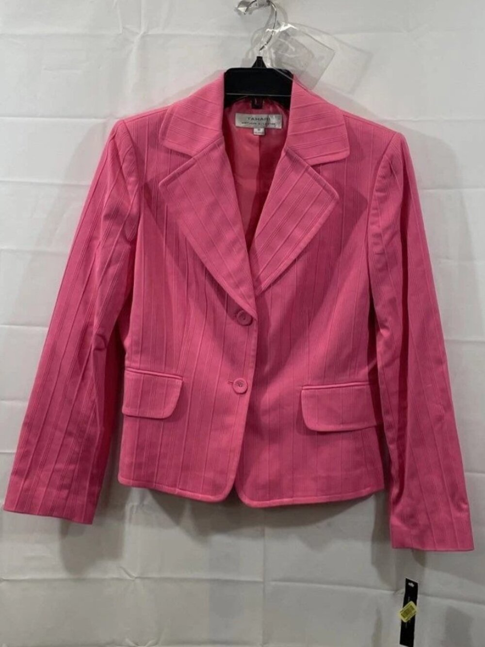 Tahari Brandi Hot Pink Ribbed Blazer and Pencil Skirt Suit NWT Women's Size 10